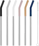 Set of 6 Stainless Steel Reusable Metal Straws for sustainable drinking